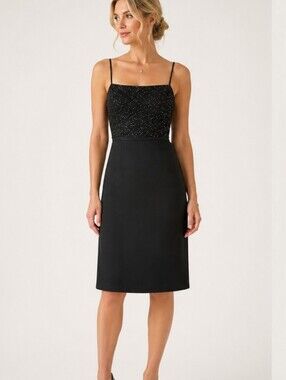 David Warren New York Black Sequin Cocktail Dress Size 10